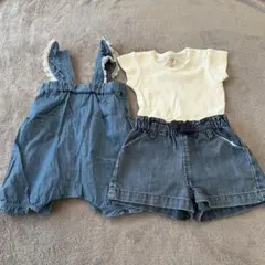 プティマイン　ベビー　サロペット　ロンパース　ショートパンツ　70 80 女の子