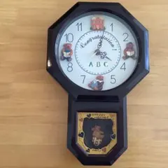 テディベア装飾 八角形掛時計