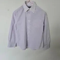 男児 110cm 薄紫ストライプ 長袖シャツ