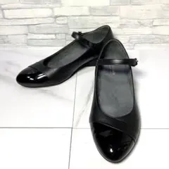 未使用級 アシックスペダラ ストラップパンプス 本革 ブラック 黒 23.0