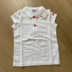 ミキハウス　MIKI HOUSE ホワイト ポロシャツ ブラウス 90