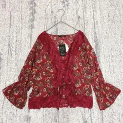 タグ付 シュリーブ SUREVE 花柄薄手カーディガン 七分袖 レース 4888