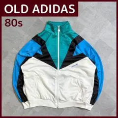 【神配色】アディダス トラックジャケット 80s 銀タグ ロゴ刺繍 ラグラン