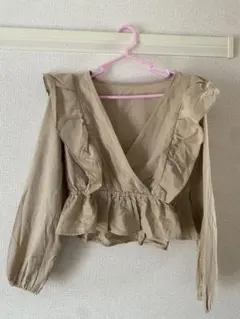 GRL ベージュ Vネック トップス M