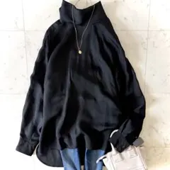 新品 エストネーション レーヨンシルク ブラウス ボウタイ シャドーチェック 黒