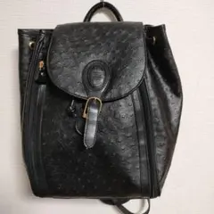 オーストリッチパターン レザー リュック ブラック