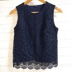 UNIQLO ネイビー レース S ユニクロ トップス ノースリーブトップス