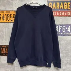 ディスカス　90s 無地 クルーネックスウェット ネイビー 前ガゼットV 古着