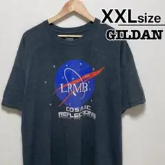 USA古着　GILDAN　Tシャツ　XXL　ダークグレー　プリント　コズミック