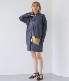 美品✨SLOBEcitronストライプロンパース　ネイビー　スローブシトロン