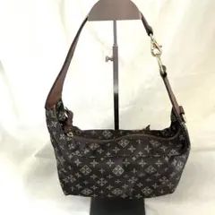 【美品】ラシット ワンショルダー　ミニバッグ モノグラム ナイロン 本革ブラウン