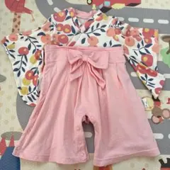 ベビー着物風 袴ロンパース 女の子 70cm