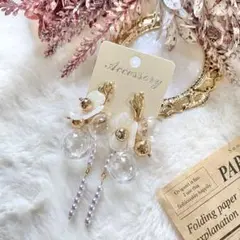 お花のガラスドームピアス / No.311