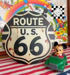 ルート66② ROUTE66 アメリカン雑貨　ブリキ看板　アメリカンレトロ