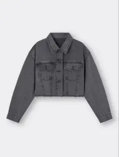 GU デニムクロップドジャケット グレー