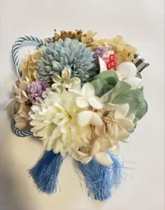 成人式 髪飾り 水色 花 振袖 卒業式 袴 和装 ヘアアクセサリー オーダー品