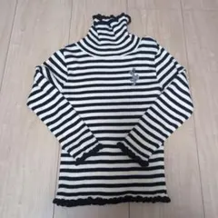 長袖カットソー 100cm 黒白ストライプ