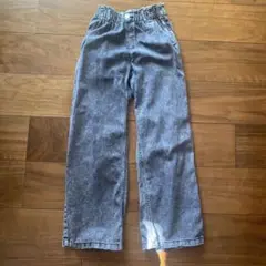 H&M ワイドレッグパンツ 140 ブラックデニム