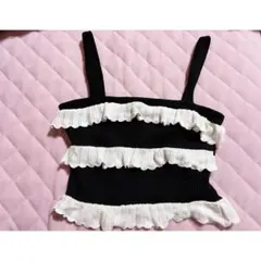 ZARA フリル付きリブ編みキャミソール