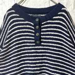 古着 ヘンリーネック ニット セーター ウール L ヴィンテージ グレー 激レア