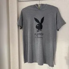 PLAYBOY フード付きグレー半袖Tシャツ　Lサイズのサムネイル
