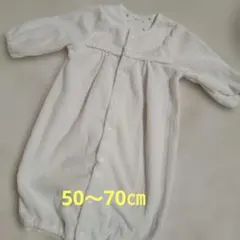 ホワイトストライプロンパース　50～70㎝