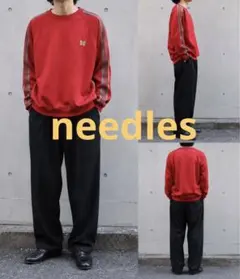 Needles】パピヨン蝶バタフライ センターロゴ 灰 プルオーバーsizeM 