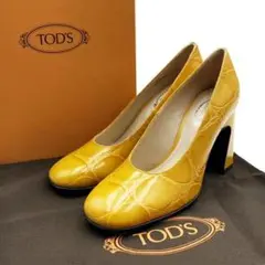 TOD'S トッズ スエードパンプス ゴールド金具 スクエアトゥ ローファー
