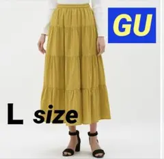 GU スカート ロングスカート ティアードフレアロングスカート イエロー Ｌのサムネイル