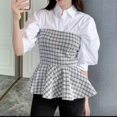 SHEIN ペプラム　ツイード　ビスチェ