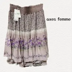 新品　タグ付き　axes femme パネルフラワープリント　プリーツスカート
