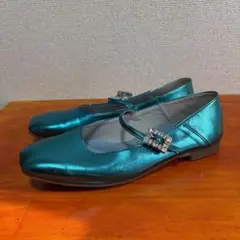 エマフランシス　バレーシューズ 25cm ブルー メタリック