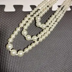 三連パール　ロングネックレス