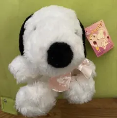 スヌーピー ぬいぐるみ ピンクリボン付き