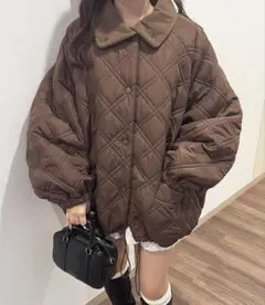 アプレジュールapres jour ファーカラーキルティングブルゾン ブラウン