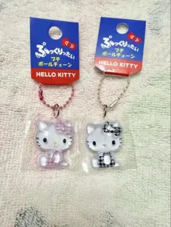 ぷっくりったい プチボールチェーン ハローキティ 千鳥格子 ブラック ピンク