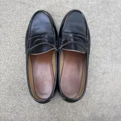 HARUTA ブラックレザー ローファー