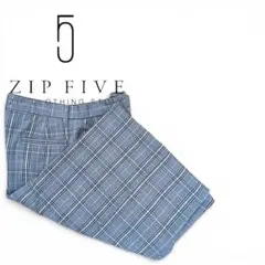 美シルエット ZIP FIVE チェック柄ワイドガウチョパンツ ストレッチ Mのサムネイル