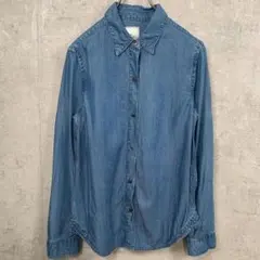 GOUT COMMUN シャツ ブラウス 長袖 デニム地 M ブルー 無地