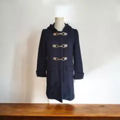 a550 【ミッシュマシュ】 コート アウター M ネイビー ウール　革パッチ