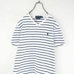 H204*ポロラルフローレン☆ボーダー柄☆半袖☆Tシャツ☆カットソー☆白紺