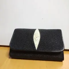 エイ革 三つ折り財布 ブラックエイ財布