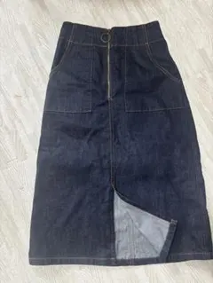 ダークデニム タイトスカート ジッパー付き