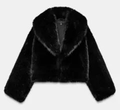 ZARA ブラックファーショートコート