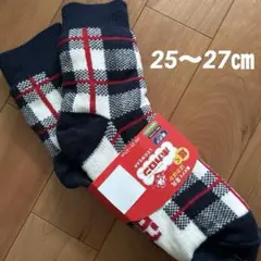 新品　履くホカロン　クルーソックス　　靴下　裏ボア　チェック　滑り止め付き