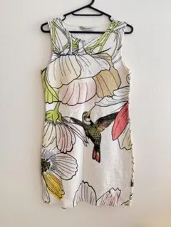 Desigual ワンピース ノースリーブ 白 鳥 花柄のサムネイル