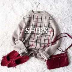 SHIPS シップス ニット ウール100％ セーター ベージュ M 薄手 A