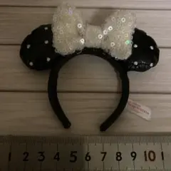 東京ディズニーリゾート ミニカチューシャ 黒耳 白リボン