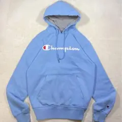 Champion パーカー 水色 スクリプトロゴ 裏起毛 メキシコ製
