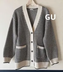 GU オーバーサイズチェック柄カーディガン